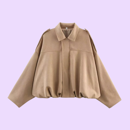 Trendy Oversized Faux Suede Bomber Jacket for Women