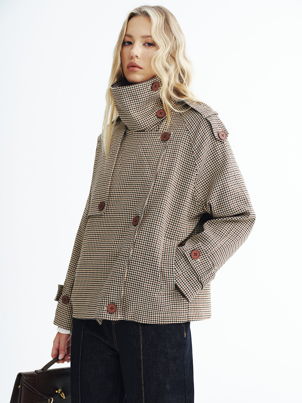 Classic Plaid Short Trench Coat