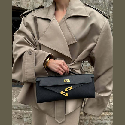 Classic Women's Short Trench Coat - Elegant Notch Collar Jacket - OutfitLondon
