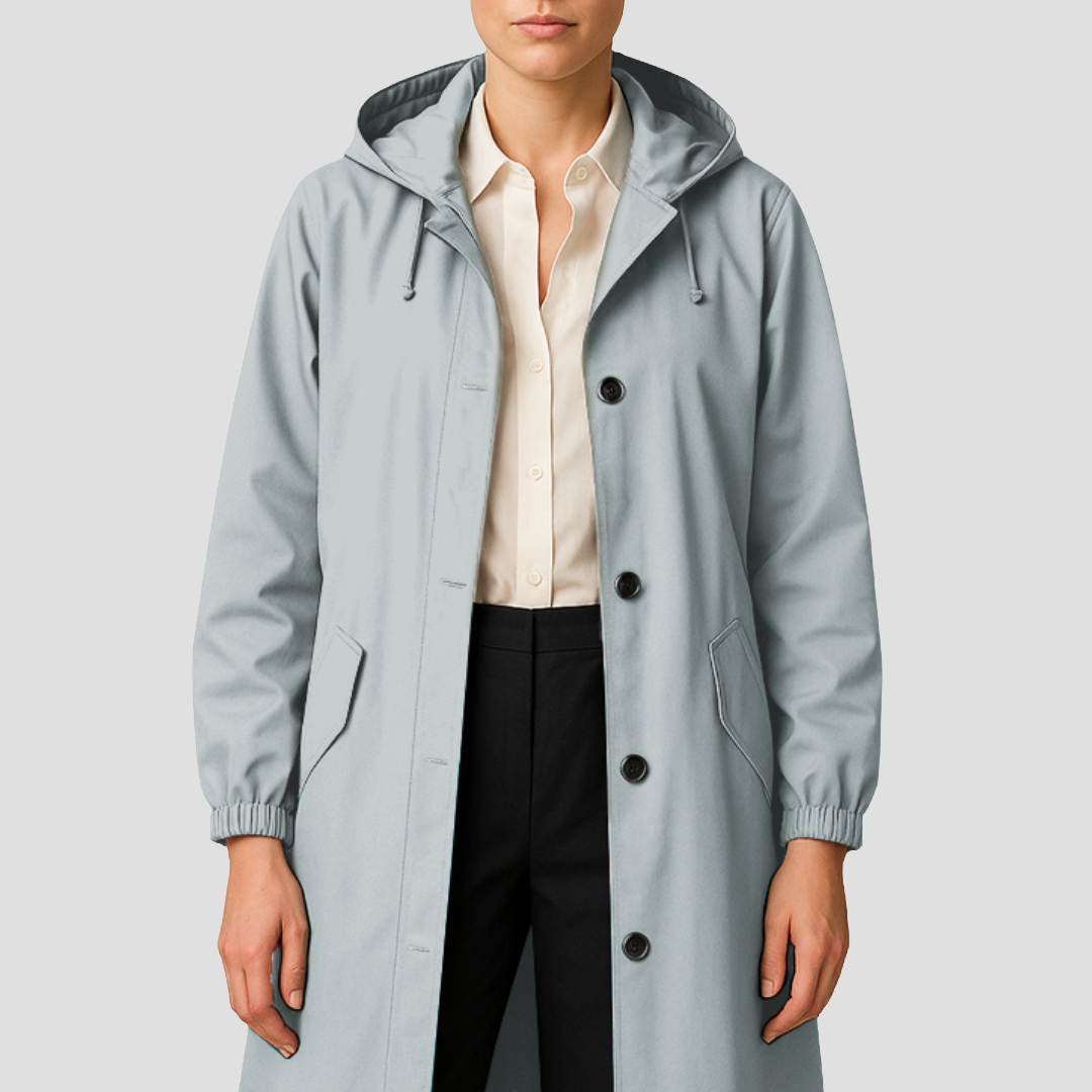 Waterproof Ladies Classic Trench Raincoat with Hood