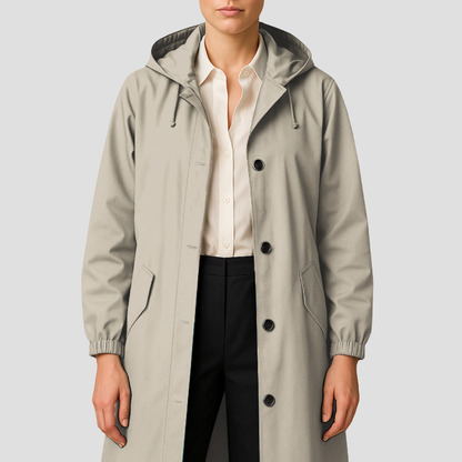 Waterproof Ladies Classic Trench Raincoat with Hood