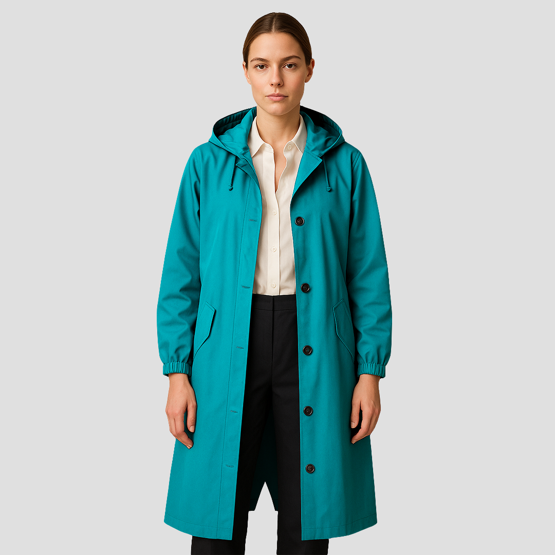 Waterproof Ladies Classic Trench Raincoat with Hood