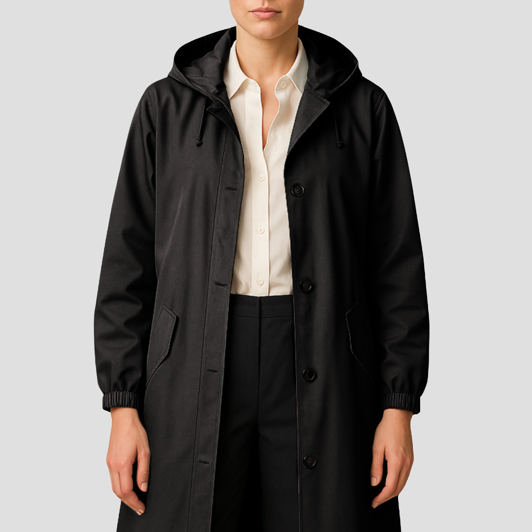 Waterproof Ladies Classic Trench Raincoat with Hood