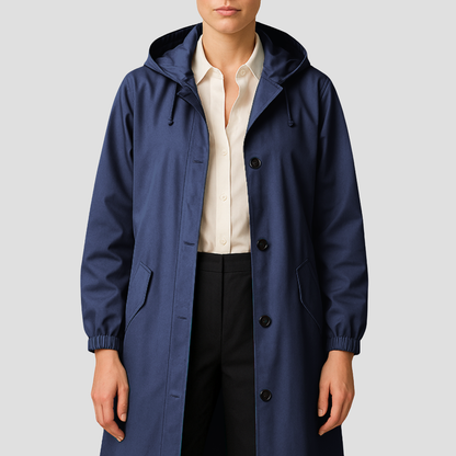 Waterproof Ladies Classic Trench Raincoat with Hood
