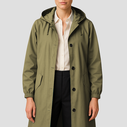 Waterproof Ladies Classic Trench Raincoat with Hood