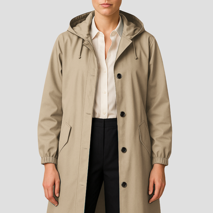 Waterproof Ladies Classic Trench Raincoat with Hood