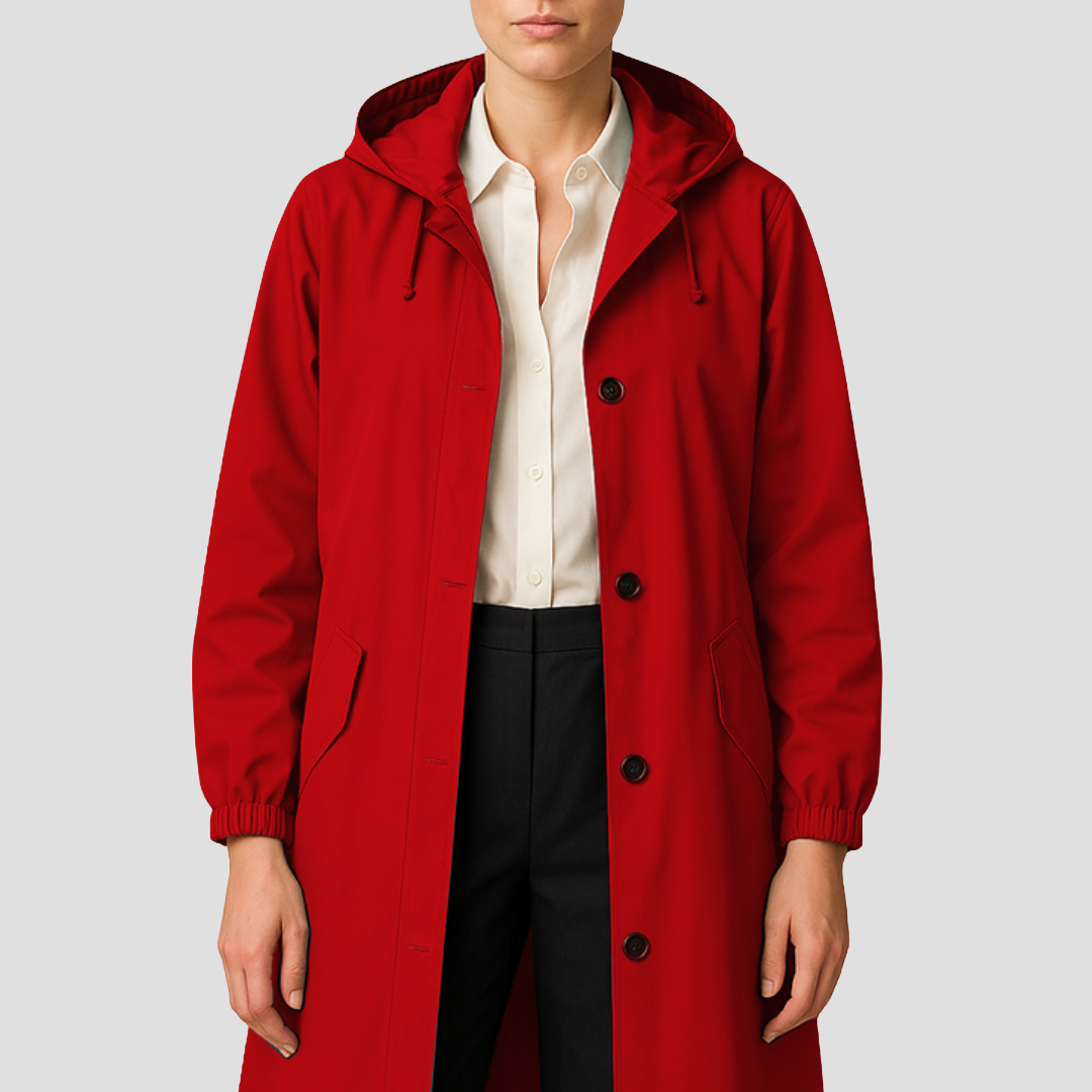 Waterproof Ladies Classic Trench Raincoat with Hood