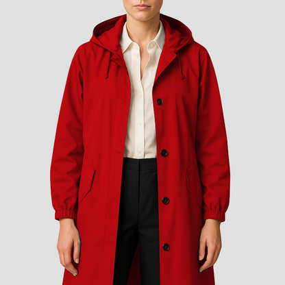 Waterproof Ladies Classic Trench Raincoat with Hood