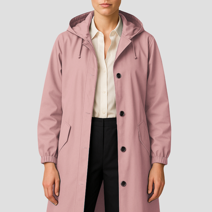 Waterproof Ladies Classic Trench Raincoat with Hood