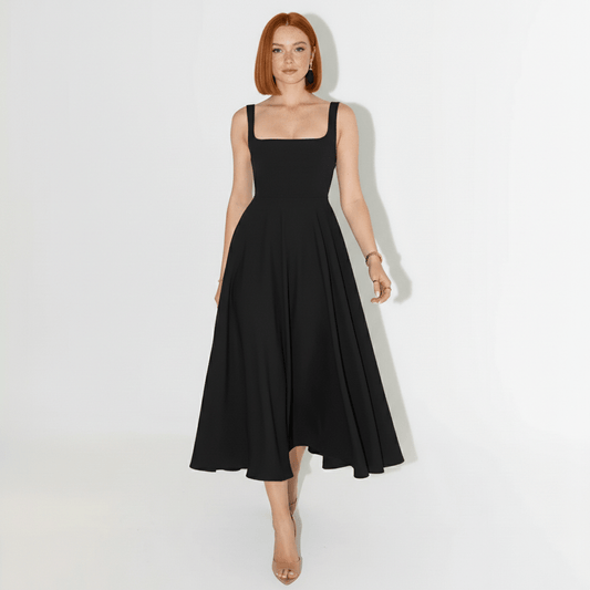 Classic Chic Knee Length Square Dress - OutfitLondon