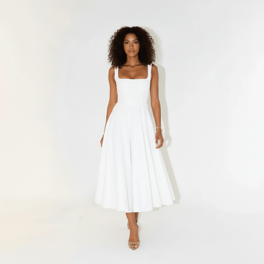Classic Chic Knee Length Square Dress