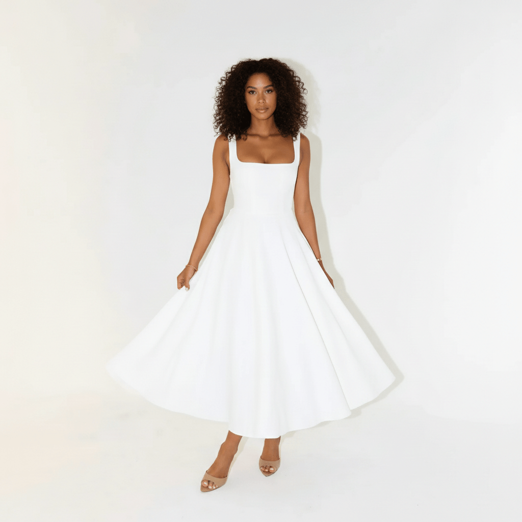 Classic Chic Knee Length Square Dress