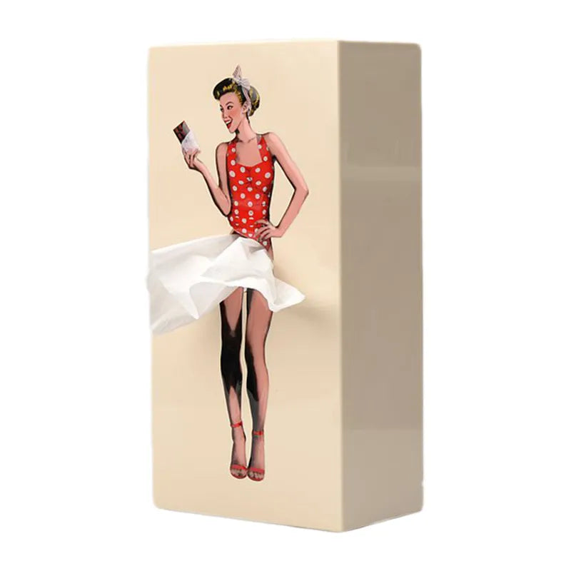 Country Wood Tissue Holder with Floral Design - OutfitLondon