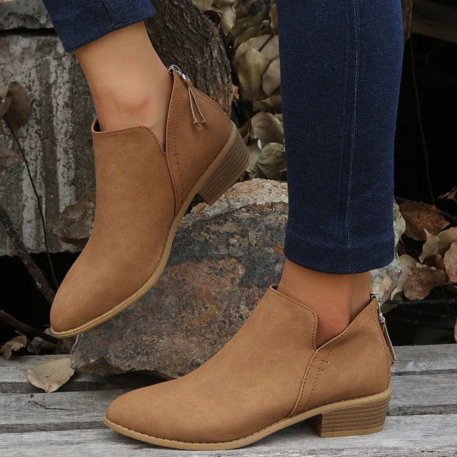 Soft Womens Low Heel Suede Ankle Boots - OutfitLondon