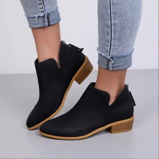 Soft Womens Low Heel Suede Ankle Boots