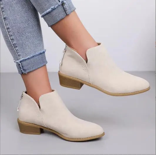 Soft Womens Low Heel Suede Ankle Boots