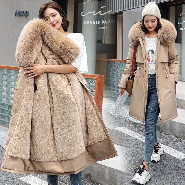 Plush Fake Fur Parka Coat