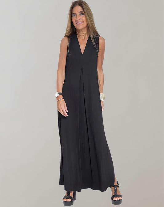 Chic V-Neck Maxi Dress for Women - OutfitLondon