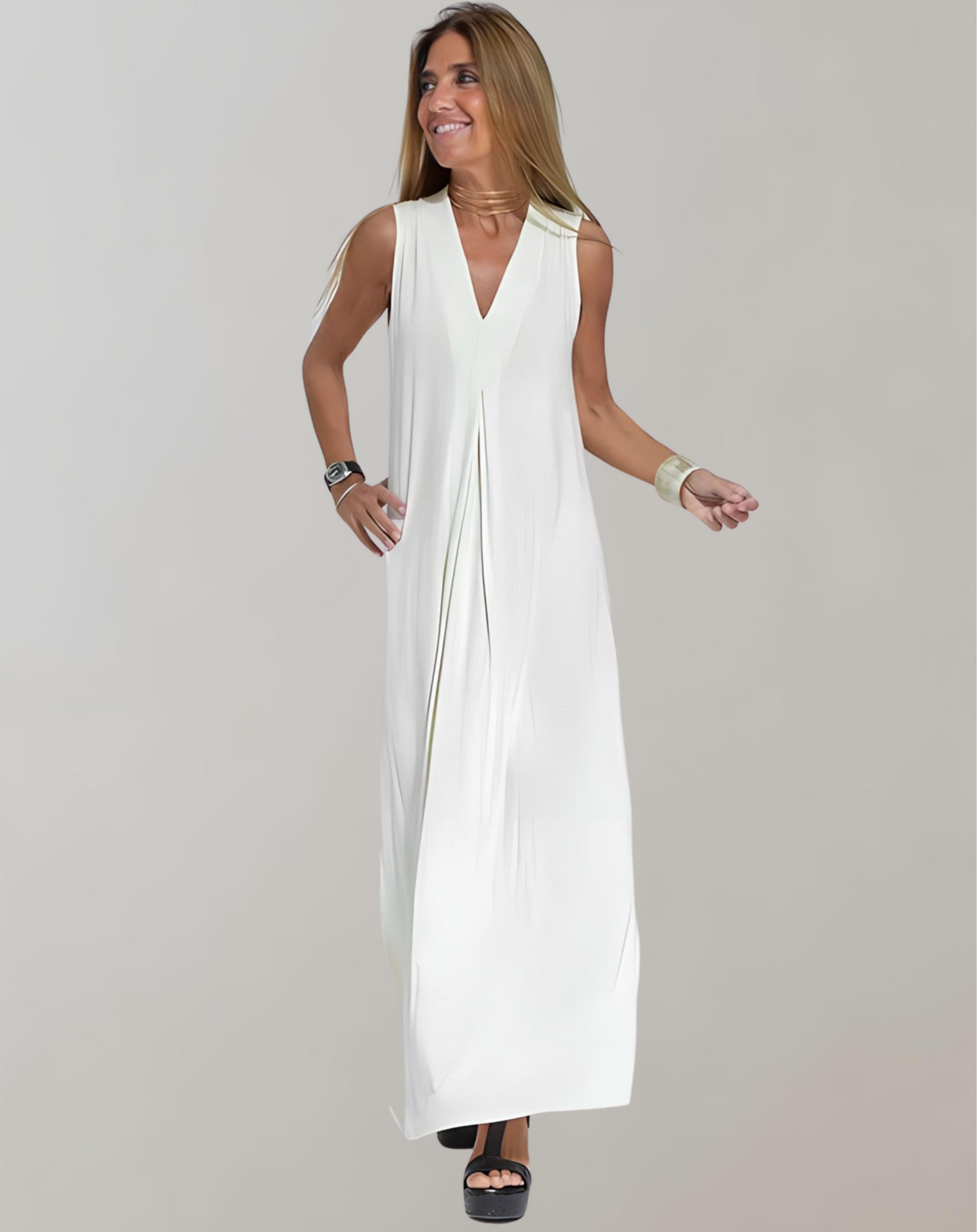 Elegant Sleeveless Floral Maxi Dress