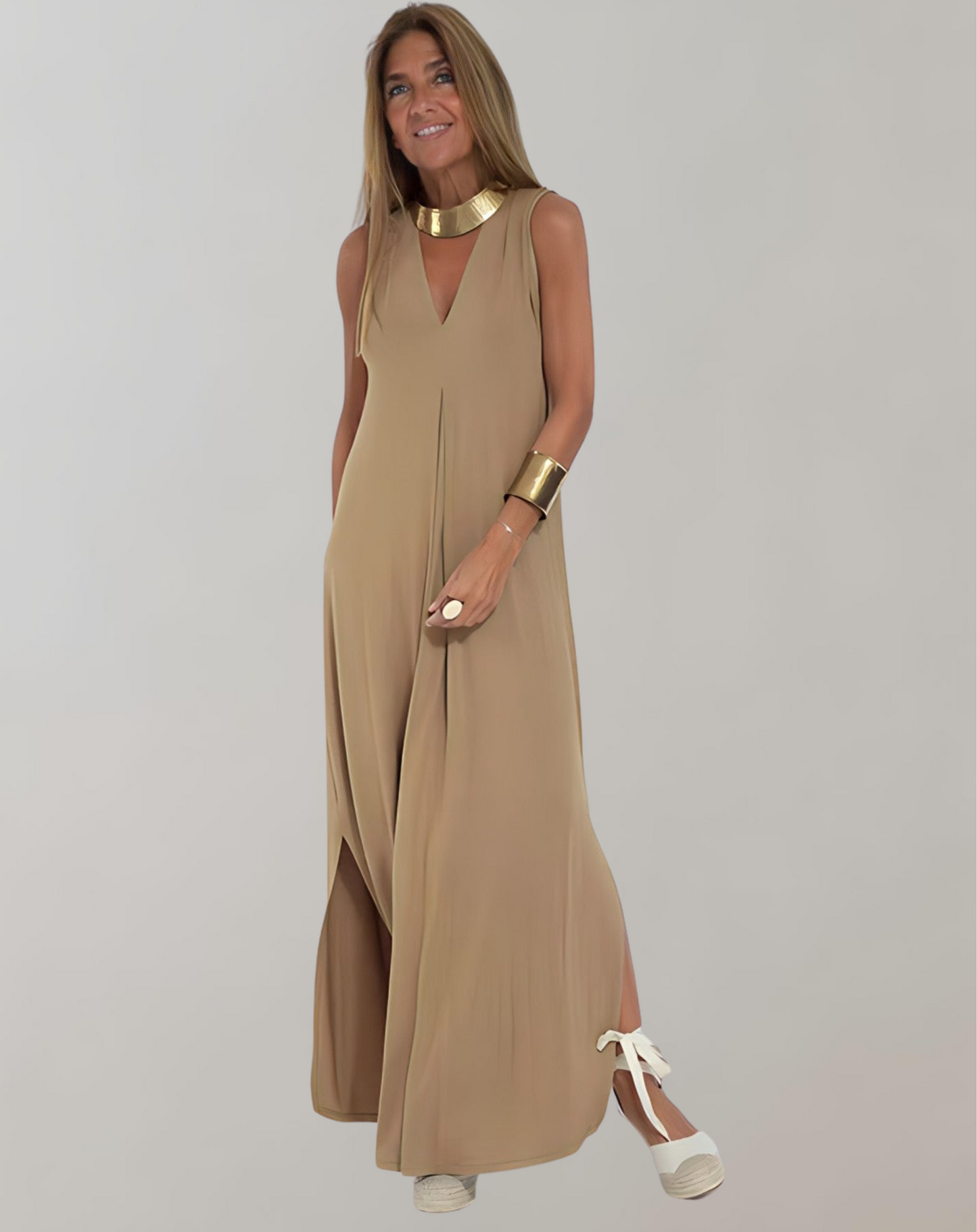 Chic V-Neck Maxi Dress for Women