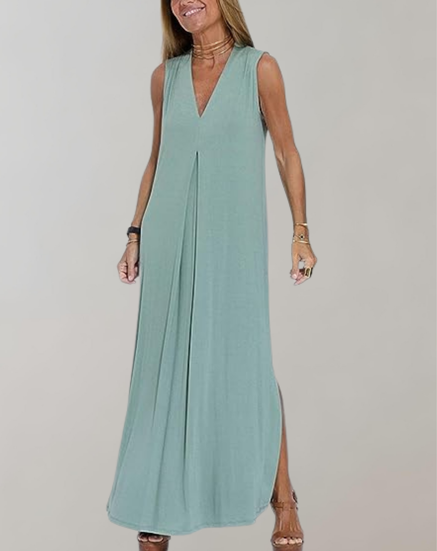 Chic V-Neck Maxi Dress for Women