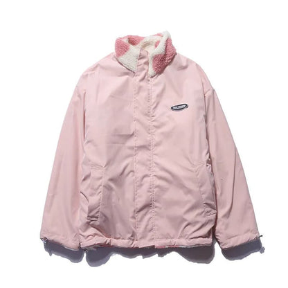 Warm Women's Parka Coat with Fleece and Heart Pattern