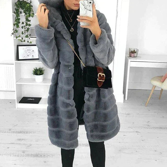 Luxurious Faux Fur Hooded Parka Coat - OutfitLondon