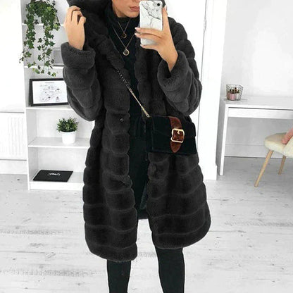Luxurious Faux Fur Hooded Parka Coat