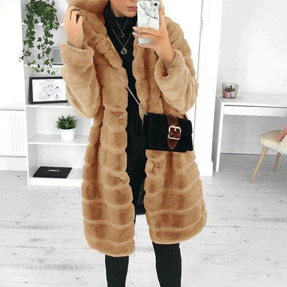 Luxurious Faux Fur Hooded Parka Coat
