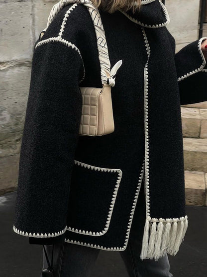 Warm Women's Winter Parka Jacket with Scarf