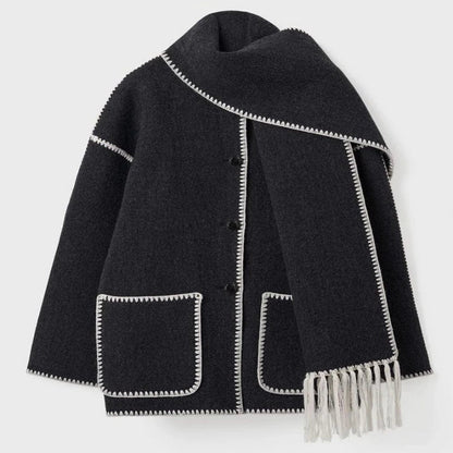 Warm Women's Winter Parka Jacket with Scarf