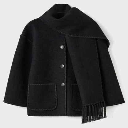 Warm Women's Winter Parka Jacket with Scarf