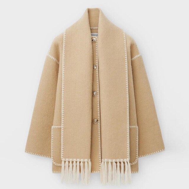 Warm Women's Winter Parka Jacket with Scarf