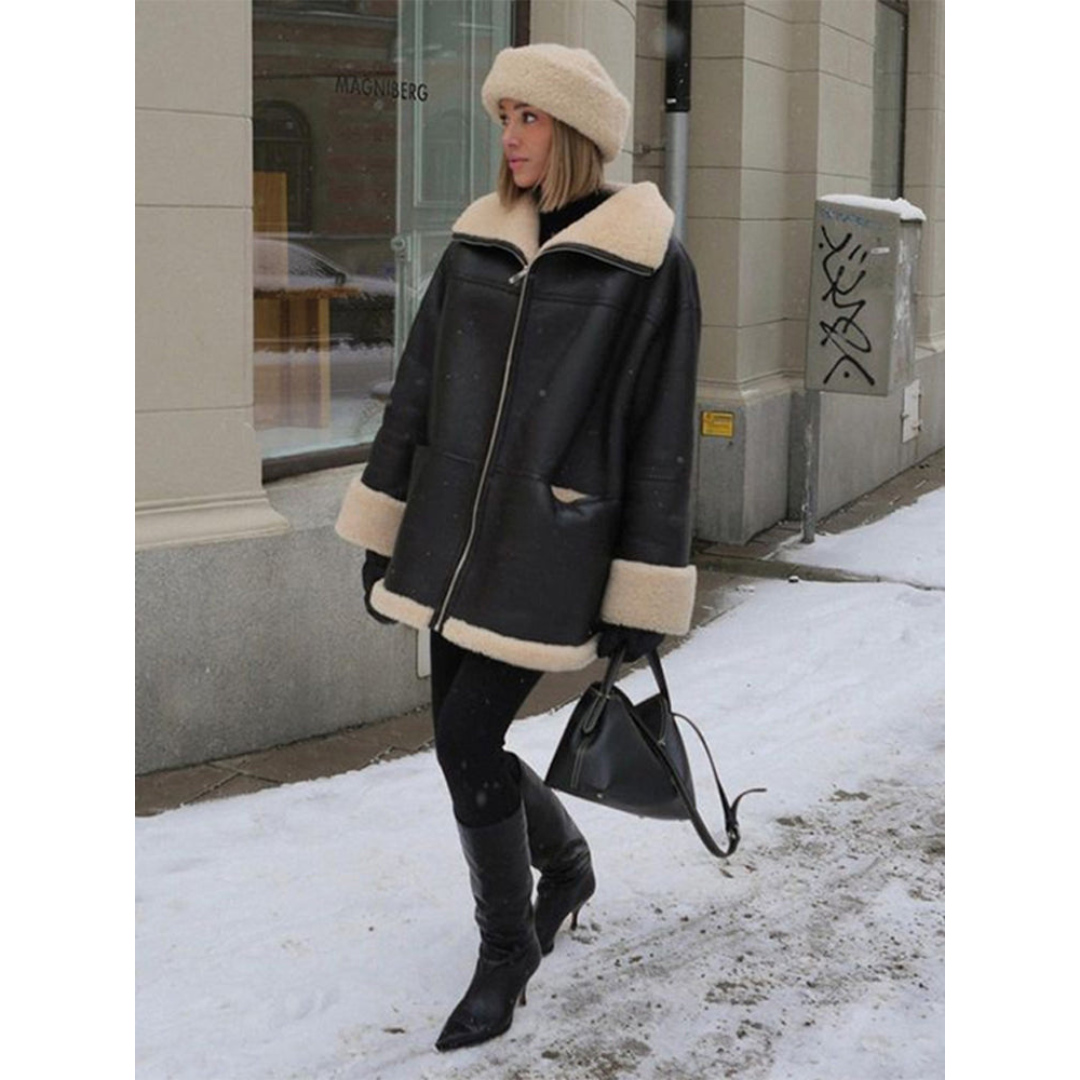 Warm Women's Faux Fur Leather Winter Coat