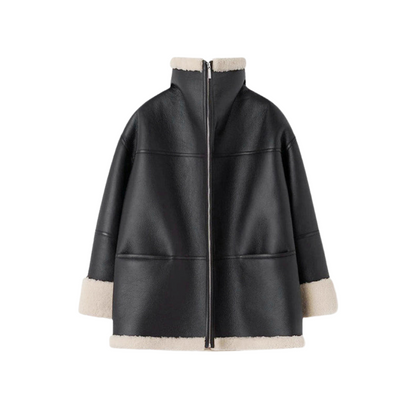 Warm Women's Faux Fur Leather Winter Coat