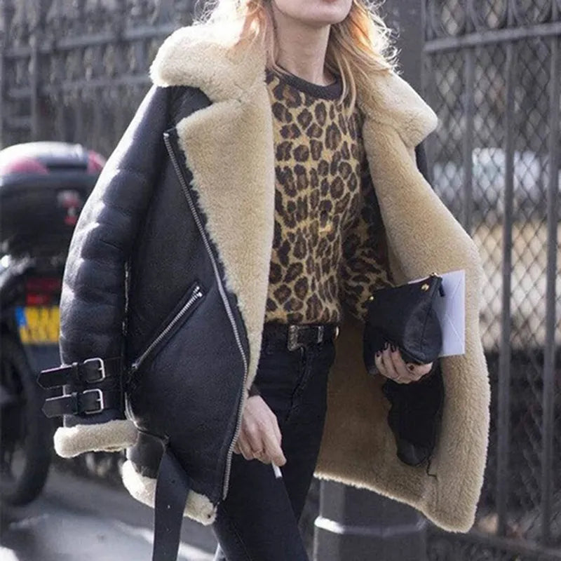 Luxurious Suede Sheepskin Belted Coat for Women