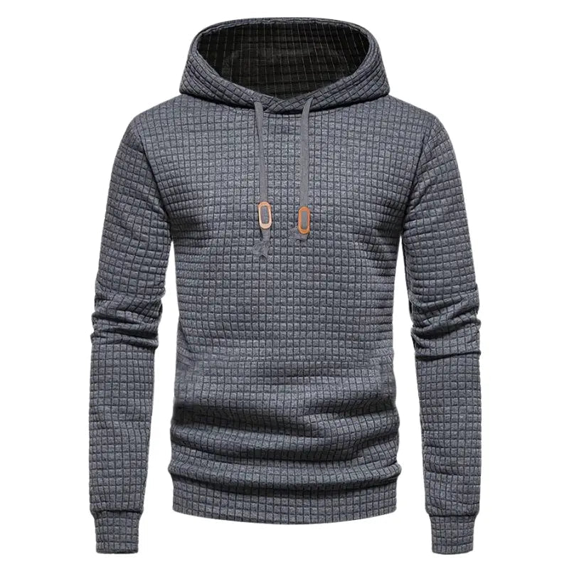 Grid Pattern Men's Hooded Sweatshirt