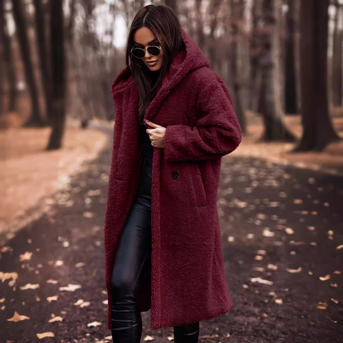 Women's Cozy Long Wool Winter Coat Jacket - OutfitLondon
