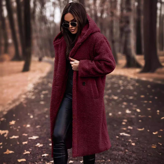 Women's Cozy Long Wool Winter Coat Jacket - OutfitLondon