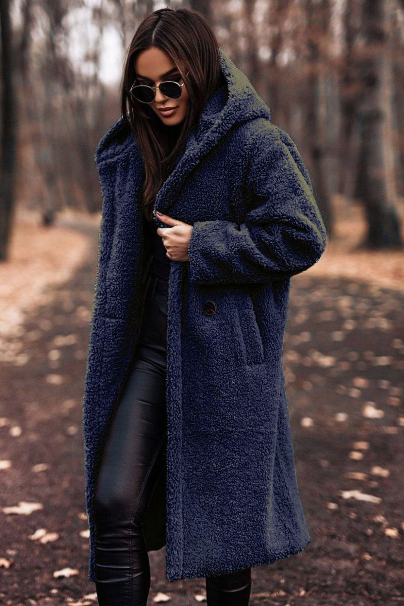 Women's Cozy Long Wool Winter Coat Jacket