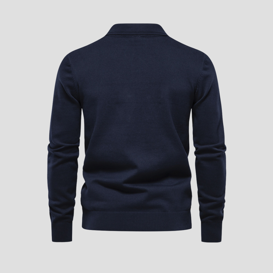 Men's Patterned Knit Polo Sweater