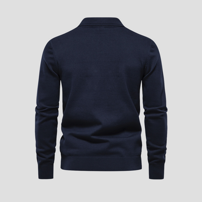 Men's Patterned Knit Polo Sweater