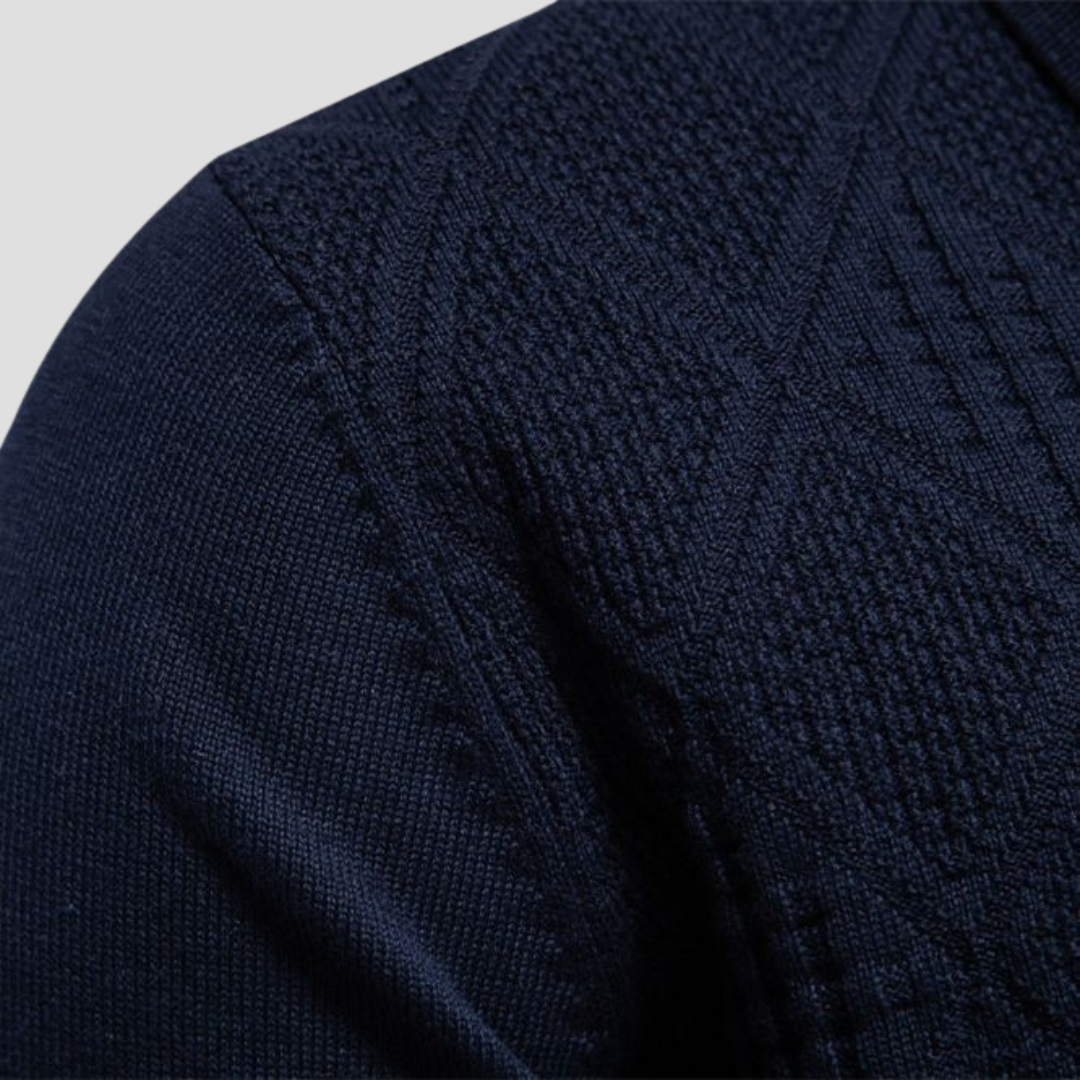 Men's Patterned Knit Polo Sweater