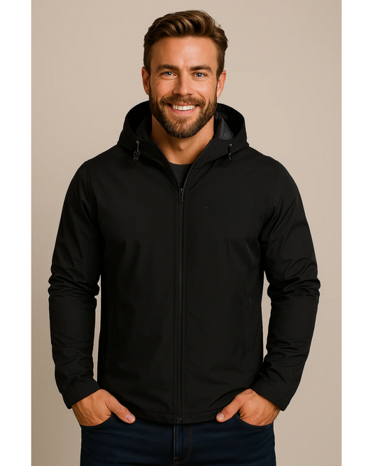 Breathable Men's Rain Jacket with Hood and Zipper - OutfitLondon