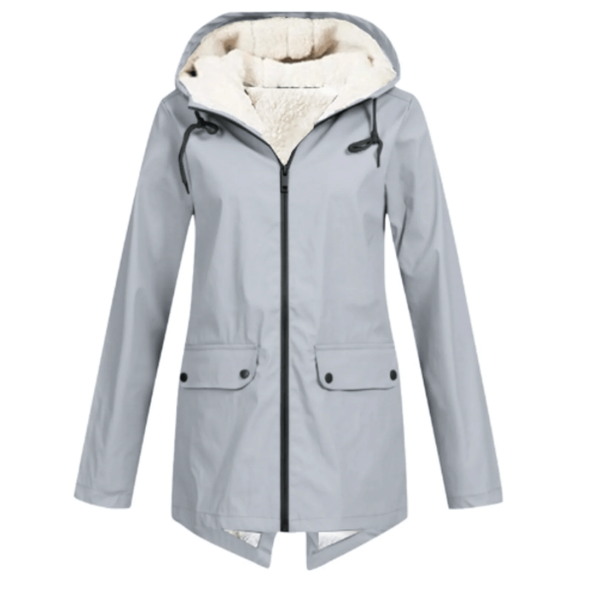 Waterproof Fleece Lined Hooded Rain Jacket