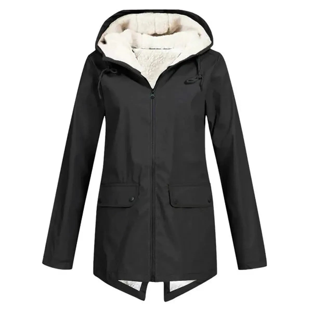 Waterproof Fleece Lined Hooded Rain Jacket