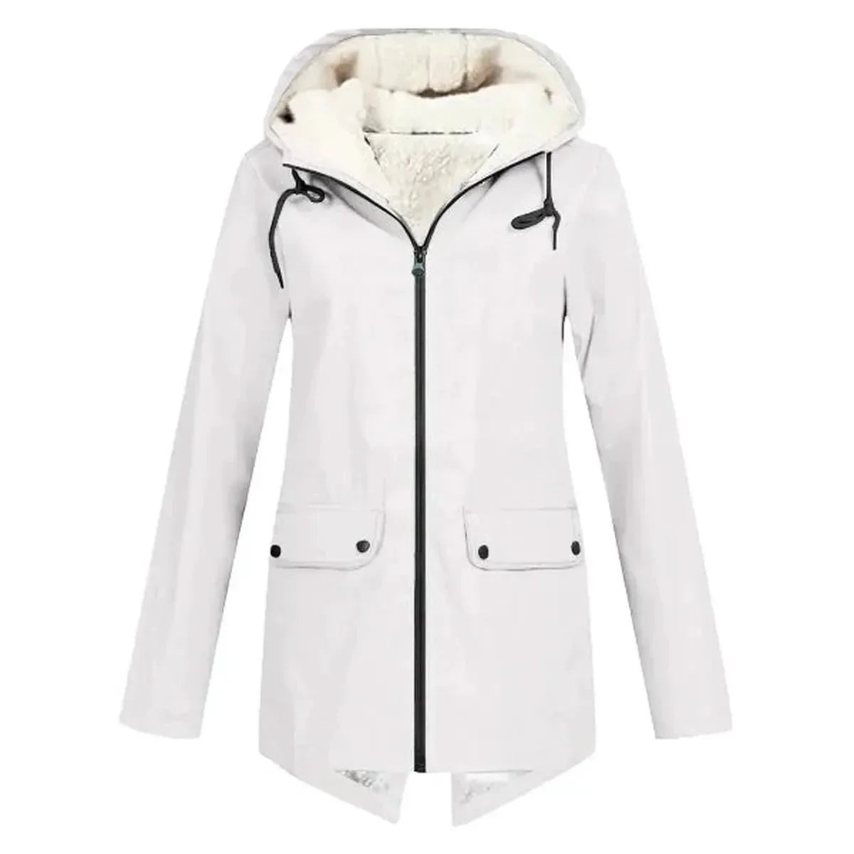 Waterproof Fleece Lined Hooded Rain Jacket