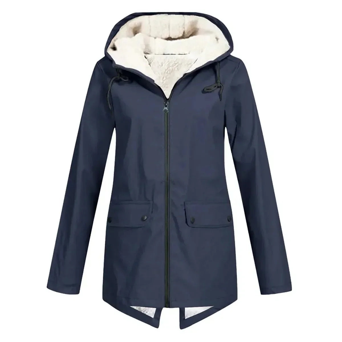 Waterproof Fleece Lined Hooded Rain Jacket