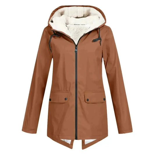Waterproof Fleece Lined Hooded Rain Jacket - OutfitLondon