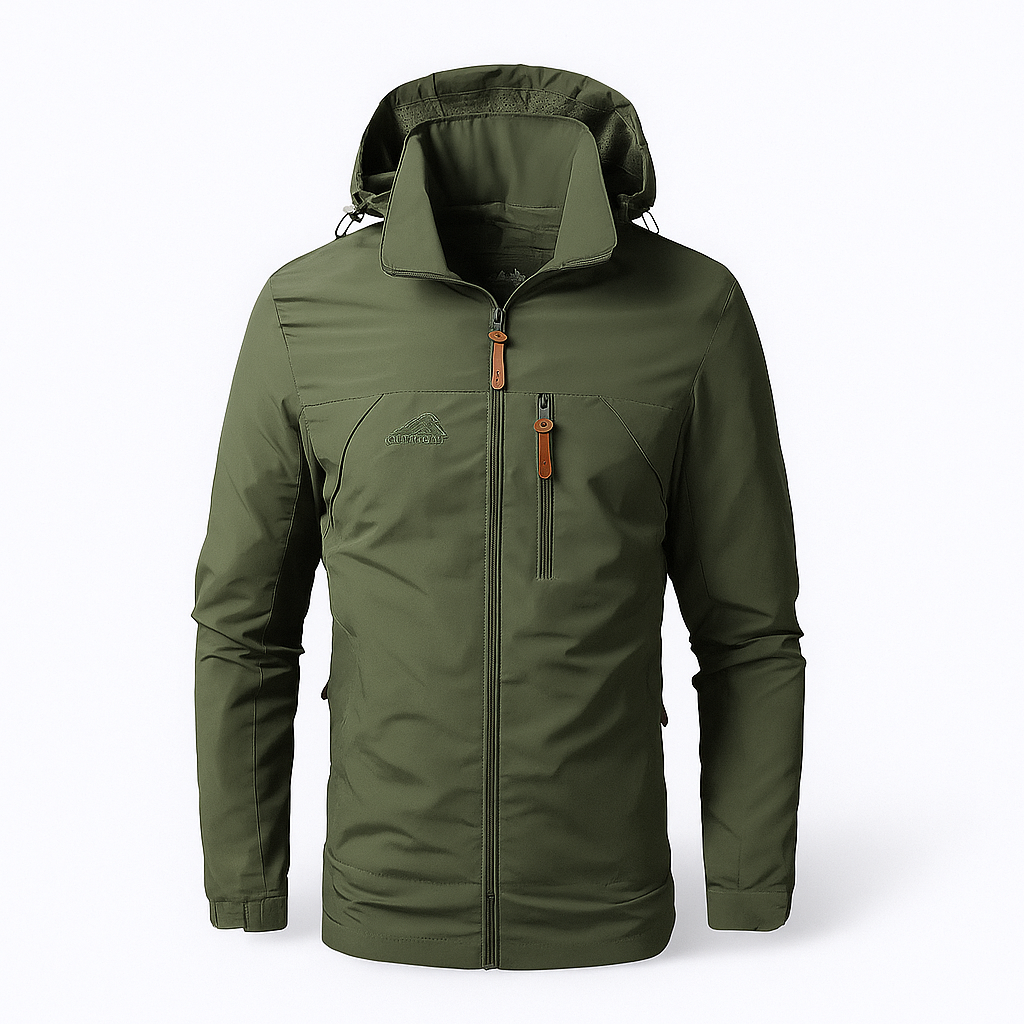 Waterproof Mens Parka Jacket with Hood and Zip Pockets